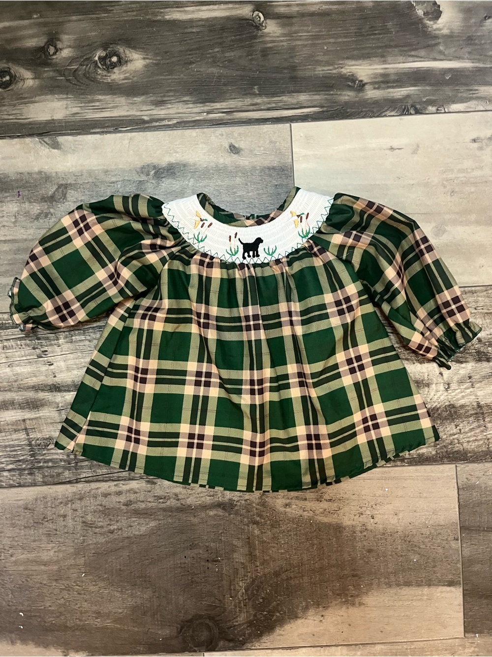 Marie Nicole Smocked Duck Plaid Dress 3XS Long Sleeve Boutique